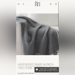 NWT: Restoration Hardware HEATHERED BABY ALPACA TWO-TONE THROW, ERP: $415